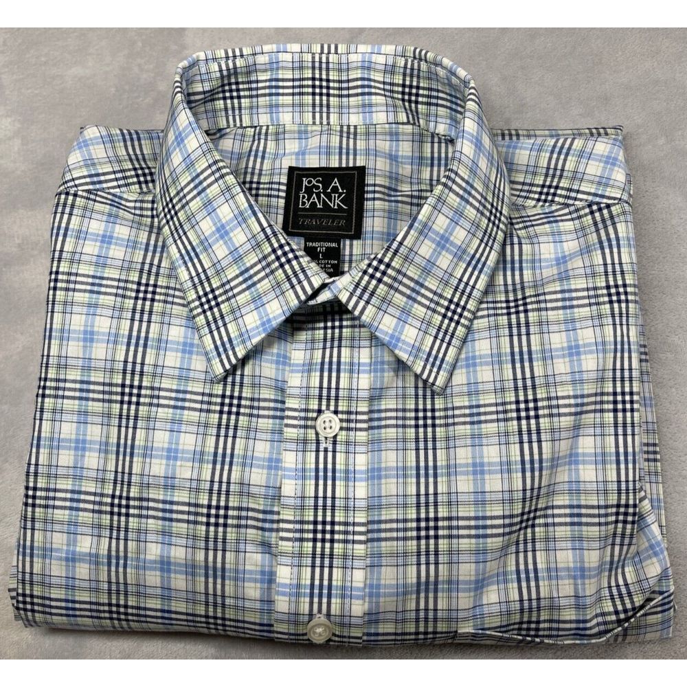 Jos.‎ A Bank Mens Large Travelers Collection Multi Color Button Shirt